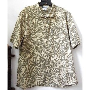 Columbia Men's Hawaiian Shirt Sz L Short Sleeve Tropical Aloha Luau Button Front